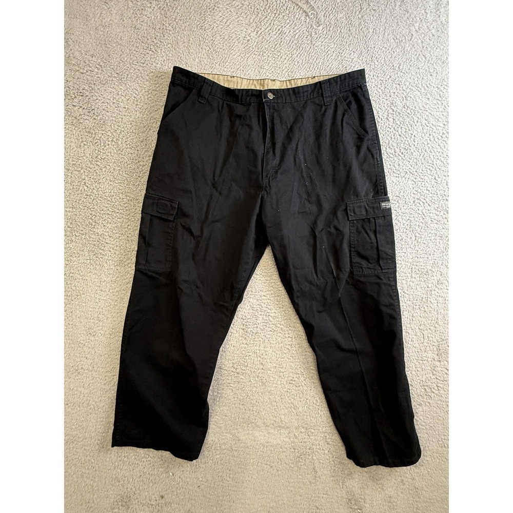 Wrangler Authentics Cargo Pants Mens 30x30 Black Cotton Twill Utility Pockets‎